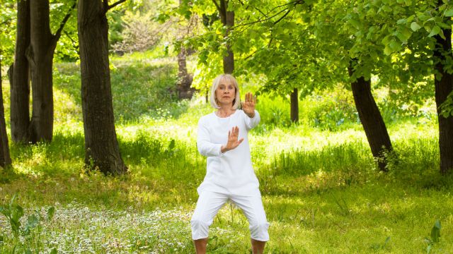 adult woman exercising in the park