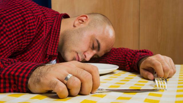 Man sleeping at the dinner