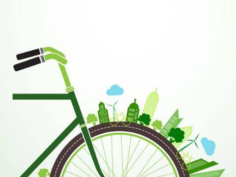 Bicycle Green City concept background ,vector illustration