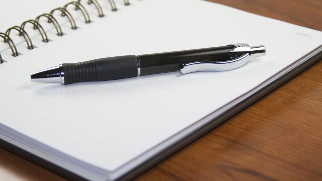 Black pen on a journal