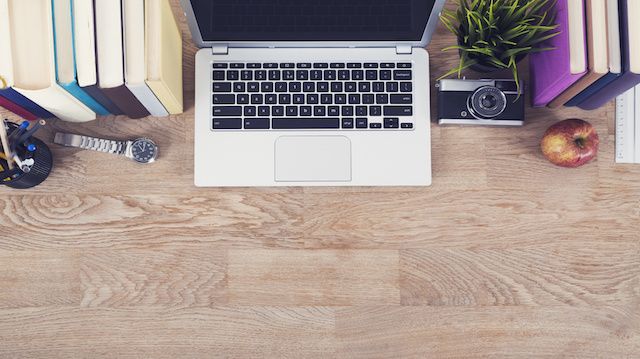 Top view office desk