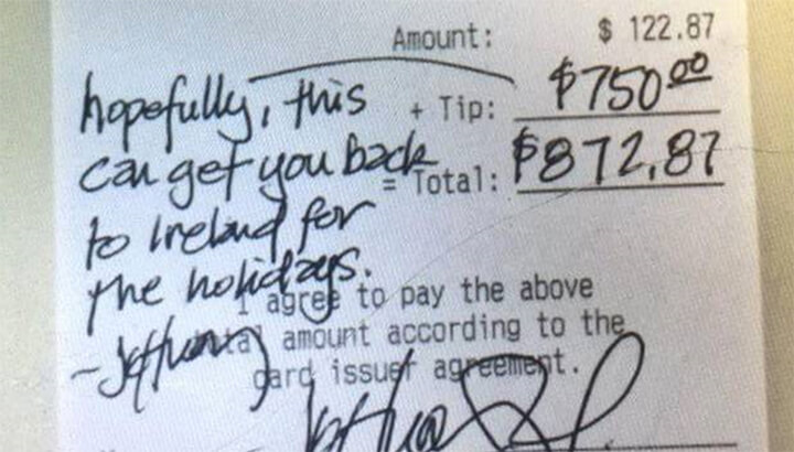 Server Gets $750 Tip So He Can Do This