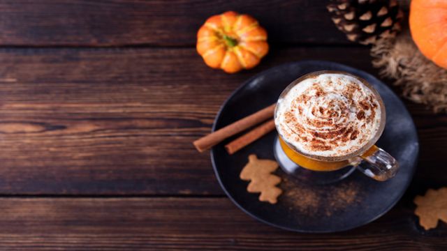 Pumpkin smoothie, spice latte. Boozy cocktail